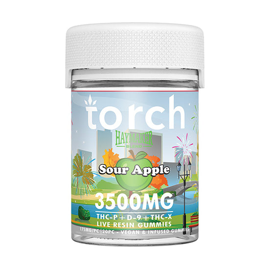 Torch Haymaker Sour Apple gummies 3500mg with tart green apple flavor and long lasting effects