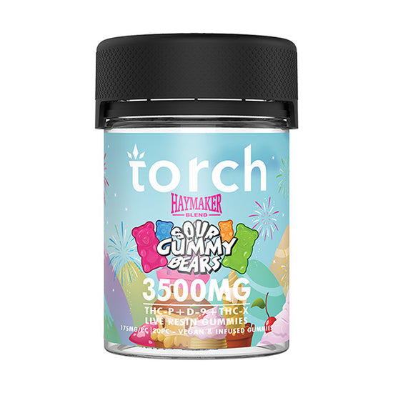 Torch Haymaker Sour Gummy Bears gummies 3500mg with fruity sour candy taste and strong THC formula