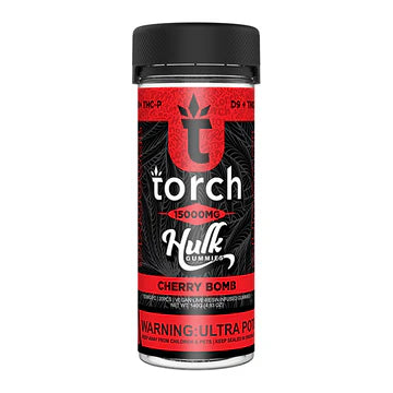 Torch Hulk Cherry Bomb gummies 15000mg with explosive cherry flavor and ultra-strength cannabinoid effects