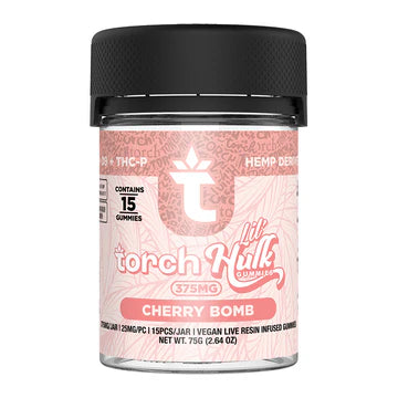 Torch Lil' Hulk Cherry Bomb gummies 375g with explosive cherry flavor and fast acting effects in a smaller dose