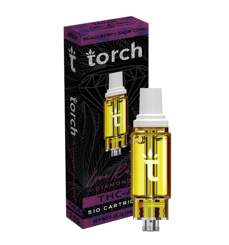 Torch Live Resin Diamonds Blackberry Snow Cone THC-A Cartridge blending juicy blackberries with an icy finish