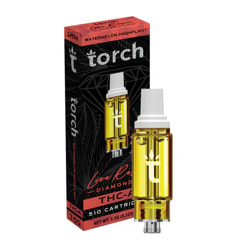 Torch Live Resin Diamonds Watermelon Hashplant THC-A Cartridge offering a smooth, juicy watermelon flavor with deep relaxation