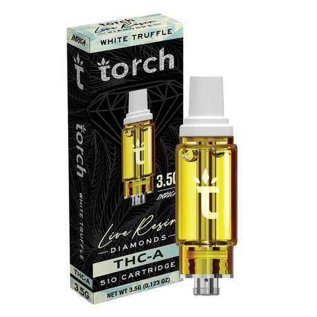 Torch Live Resin Diamonds White Truffle THC-A Cartridge delivering an earthy, savory aroma with a calming effect