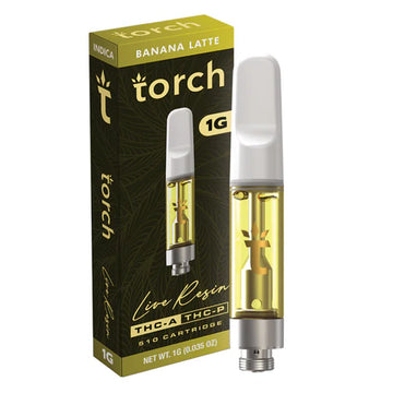 Torch Live Resin THC-A Banana Latte Cartridge with a smooth, creamy banana flavor and a bold espresso finish