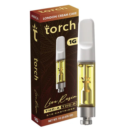Torch Live Resin THC-A London Cream Cake Cartridge blending sweet vanilla cake flavors with a rich, creamy exhale