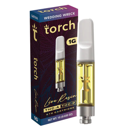 Torch Live Resin THC-A Wedding Wreck Cartridge with sweet vanilla cake and gassy undertones for a perfectly balanced experience