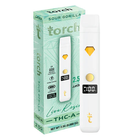 Torch Live Rosin THC A 2.5g Sour Gorilla – Sour citrus flavor with strong, relaxing effects