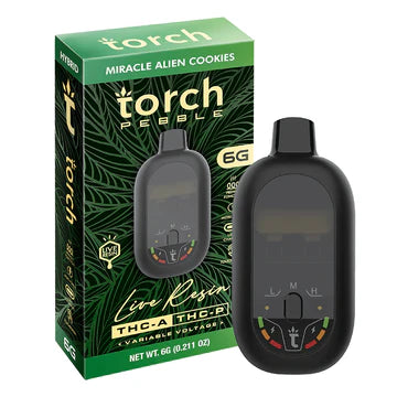 Torch Pebble Miracle Alien Cookies live resin 6g Hybrid strain with earthy sweet flavor and euphoric balanced high
