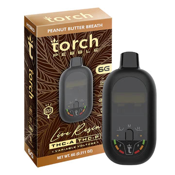 Torch Pebble Peanut Butter Breath live resin 6g Hybrid strain with nutty herbal flavor and calming body high