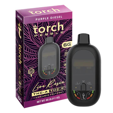Torch Pebble Purple Diesel live resin 6g Sativa strain with sweet grape diesel flavor and energizing effects