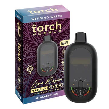Torch Pebble Wedding Wreck live resin 6g Sativa strain with floral fruity notes and mentally invigorating effects