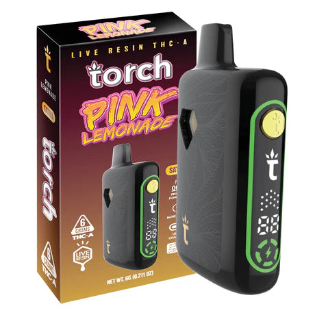 Torch Pulse Live Resin THC-A 6g in Pink Lemonade strain offering a tangy and refreshing blend of sweet strawberries and tart lemonade