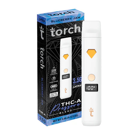 Torch THC-A Pressure 3.5g in Blueberry Jam strain offering a sweet and rich blueberry flavor with a smooth and relaxing finish