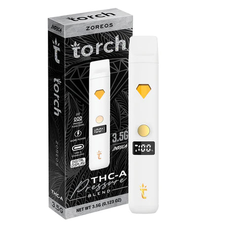 Torch THC-A Pressure 3.5g in Zoreos strain offering a rich and creamy chocolate cookie flavor with hints of sweet vanilla