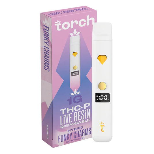 Torch THC-P Funky Charms live resin disposable 1G Hybrid with fruity cereal flavor and relaxing euphoric high