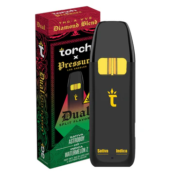 Torch x Pressure LA Astroboy and Watermelon Z dual disposable 3G with uplifting sativa energy and sweet indica watermelon calm