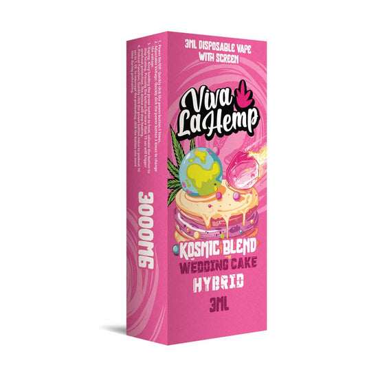 Viva La Hemp Kosmic Blend Wedding Cake disposable vape 3ML Hybrid with creamy vanilla dessert flavor and balanced relaxing effects