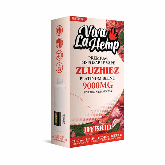 Viva La Hemp Platinum Blend Zlushiez disposable vape 9g Hybrid with creamy fruity flavor and mellow balanced effects