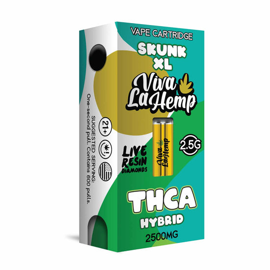Viva La Hemp THC-A Skunk XL diamonds cartridge 2.5G with strong skunky aroma and uplifting euphoric high