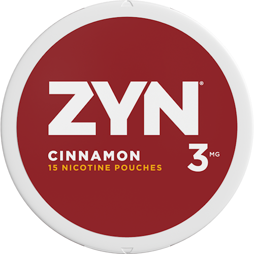 Zyn Nicotine Pouches in Cinnamon flavor featuring a bold and spicy cinnamon kick with a warm and slightly sweet finish
