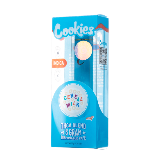 Cookies THC-A Cereal Milk disposable 3G Indica with creamy fruity cereal flavor and calming body relaxation