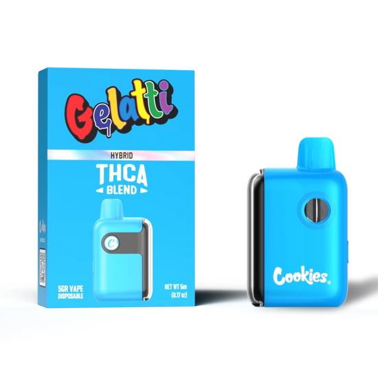 Cookies THC-A Gelatti disposable 5G Hybrid with creamy gelato flavor and balanced uplifting and relaxing effects