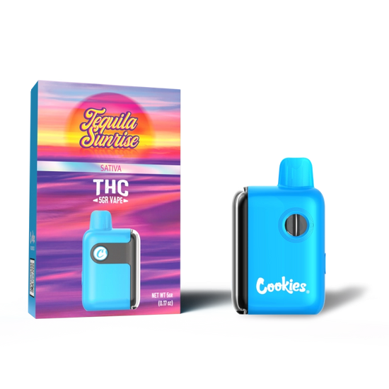 Cookies THC-A Tequila Sunrise disposable 5G Sativa with citrus cocktail flavor and happy uplifting vibes