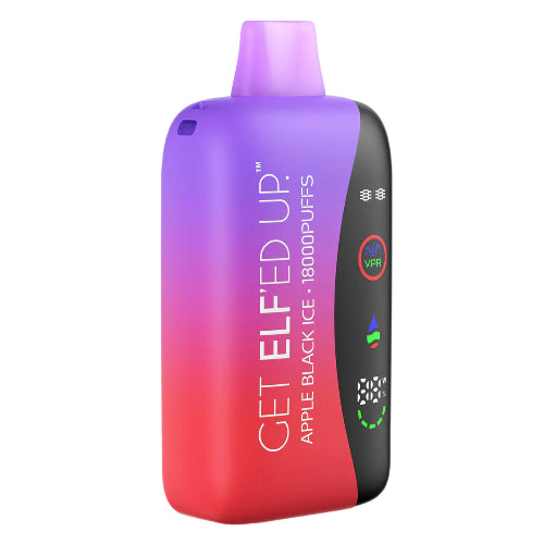 Get Elf’ed Up VPR 18000 Apple Black Ice disposable vape with crisp apple dark berry and frosty finish