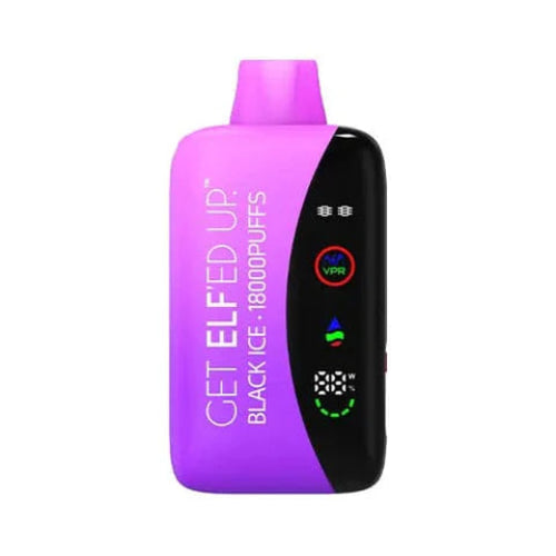 Get Elf’ed Up VPR 18000 Black Ice disposable vape with bold dark berry and intense menthol chill