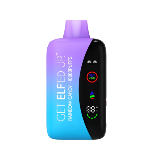 Get Elf’ed Up VPR 18000 Rainbow Candy disposable vape with fruity rainbow candy and sugary finish