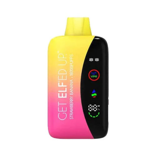 Get Elf’ed Up VPR 18000 Strawberry Banana disposable vape with smooth banana and sweet strawberry blend