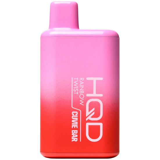 HQD Cuvie Bar 7000 Rainbow Twist Disposable Vape featuring a vibrant fruit candy blend
