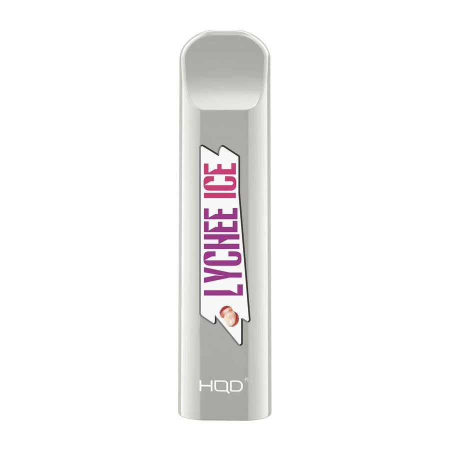 HQD Cuvie Lychee Ice Disposable Vape Device with a tropical lychee flavor and cool menthol