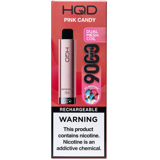 HQD Cuvie Plus 2.0 Pink Candy Disposable Vape featuring a sweet and fruity candy mix