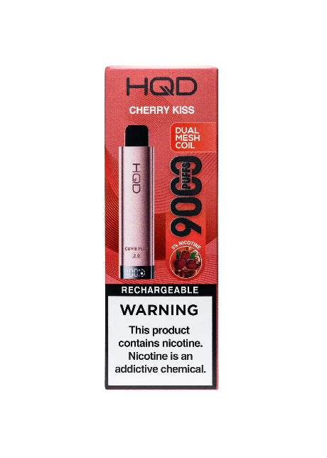 HQD Cuvie Plus 2.0 Cherry Kiss Disposable Vape featuring a luscious and juicy cherry flavor