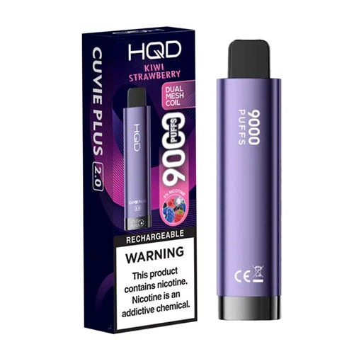 HQD Cuvie Plus 2.0 Kiwi Strawberry Disposable Vape blending sweet kiwi and ripe strawberries