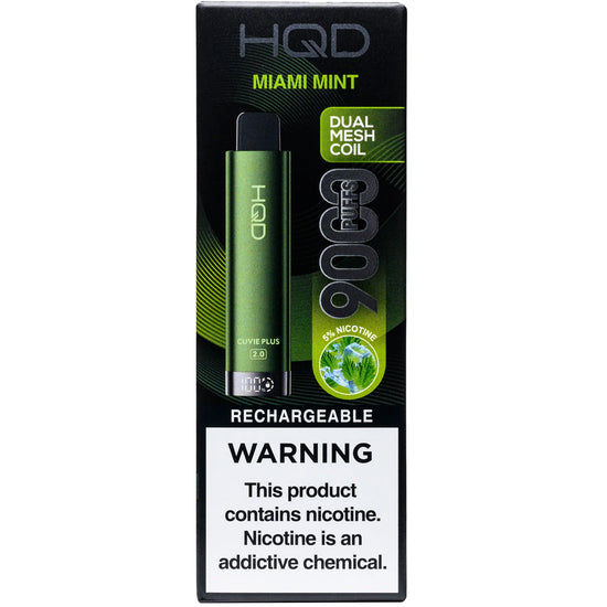 HQD Cuvie Plus 2.0 Miami Mint Disposable Vape with a refreshing and breezy minty taste
