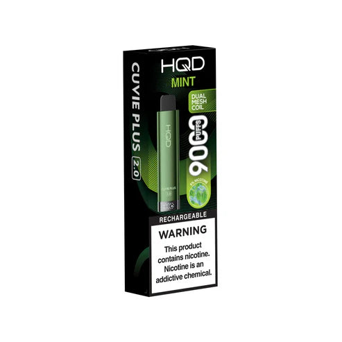 HQD Cuvie Plus 2.0 Mint Disposable Vape with a cool and crisp pure mint experience