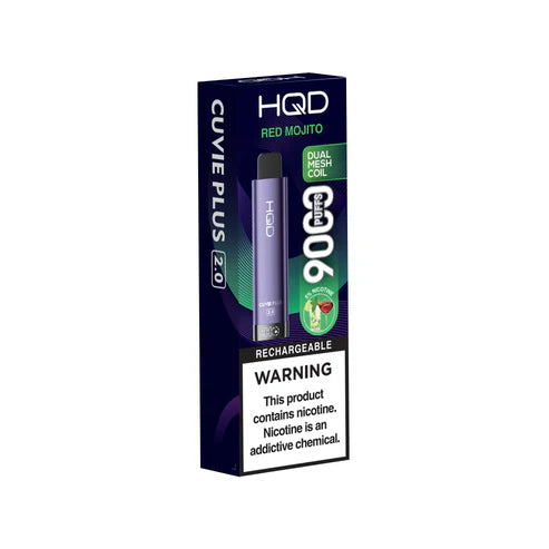 HQD Cuvie Plus 2.0 Red Mojito Disposable Vape with a refreshing lime, mint, and berry blend