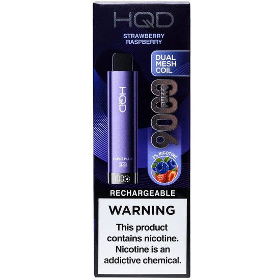 HQD Cuvie Plus 2.0 Strawberry Raspberry Disposable Vape with a tangy-sweet berry combination