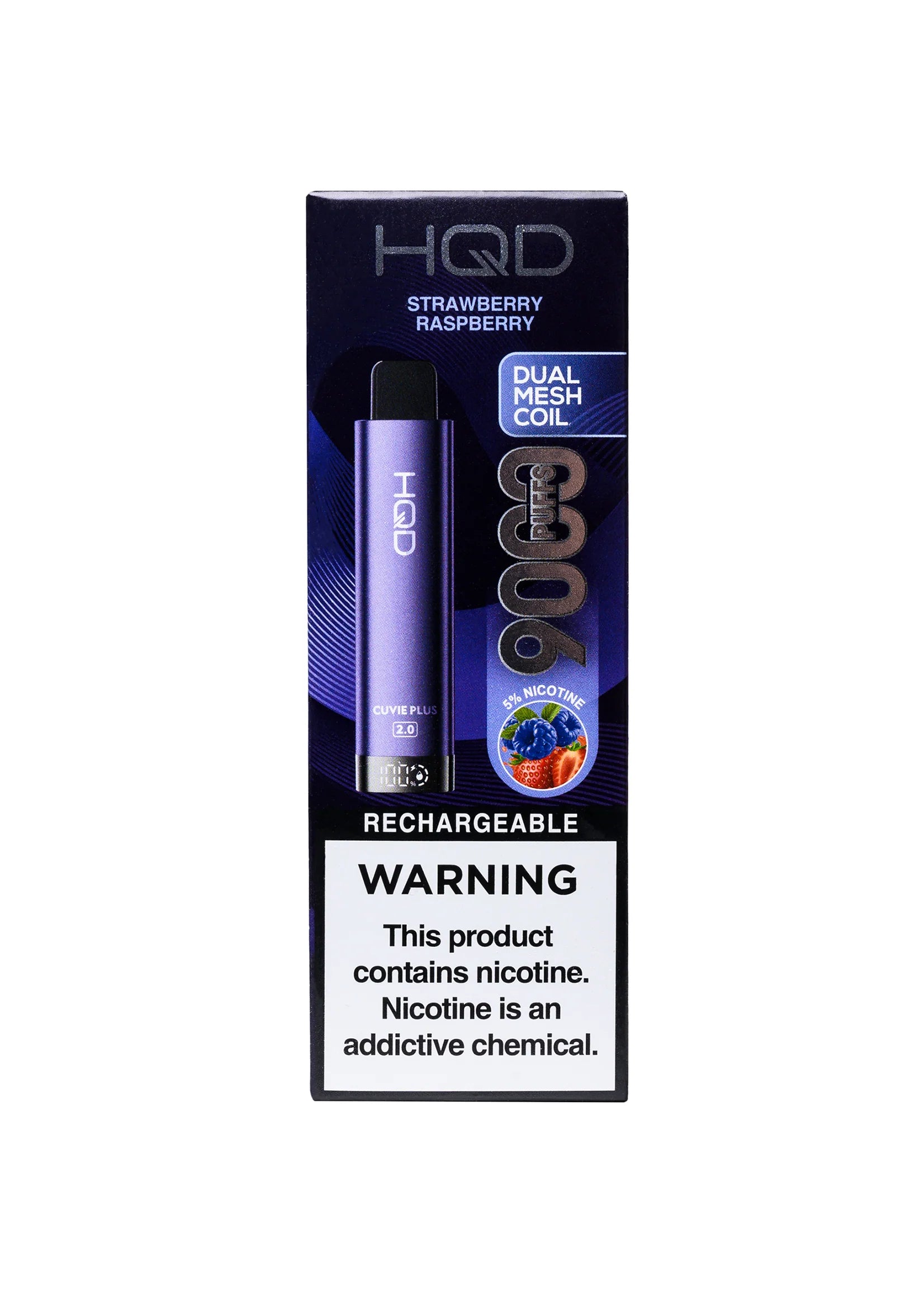 HQD Cuvie Plus 2.0 Strawberry Raspberry Disposable Vape with a tangy-sweet berry combination