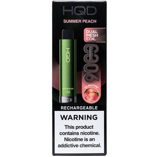 HQD Cuvie Plus 2.0 Summer Peach Disposable Vape featuring a juicy and sun-ripened peach flavor