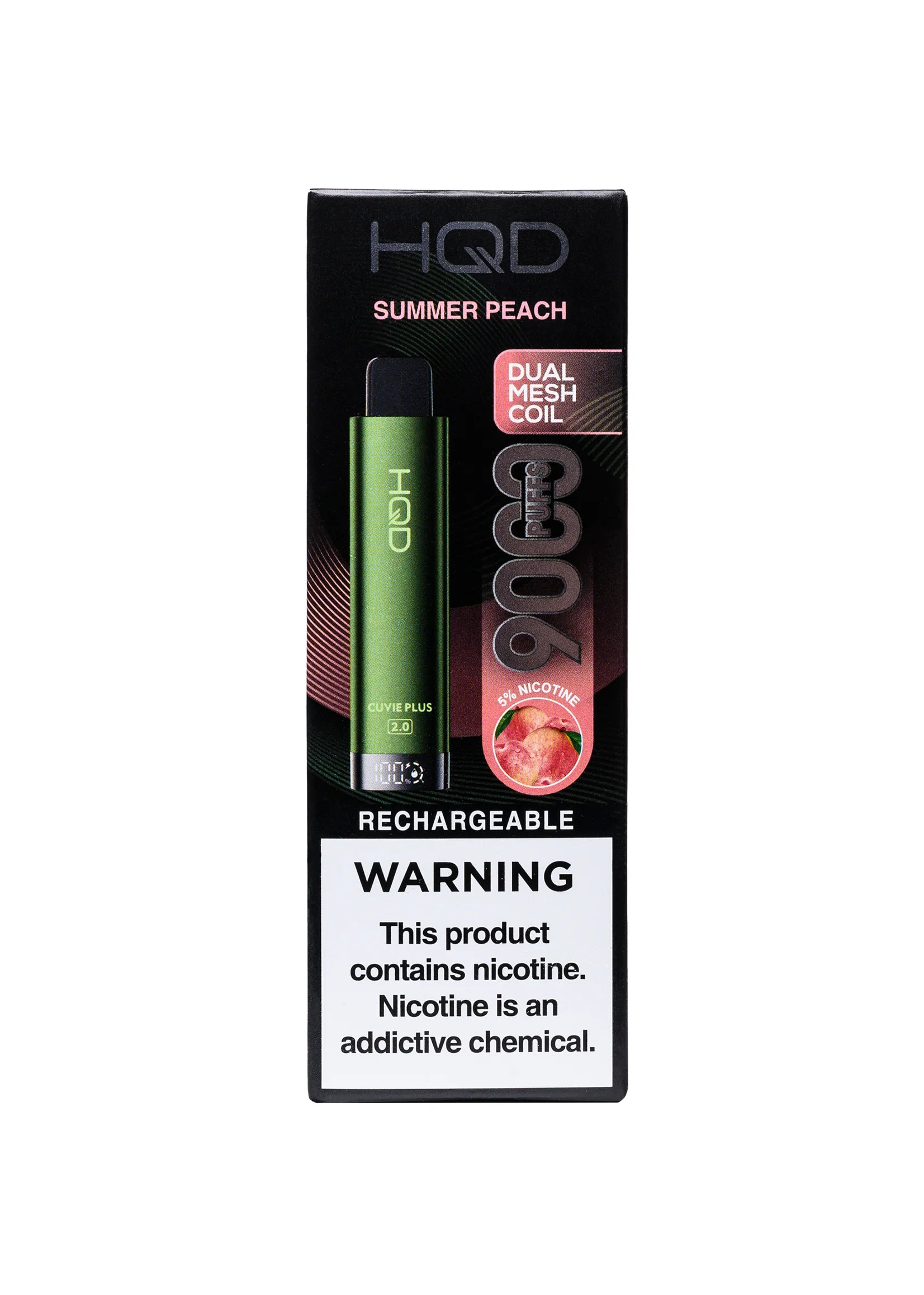 HQD Cuvie Plus 2.0 Summer Peach Disposable Vape featuring a juicy and sun-ripened peach flavor