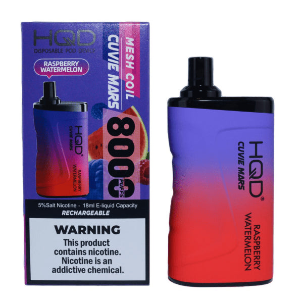 HQD Mars 8000 Raspberry Watermelon Disposable Vape with a refreshing berry and melon mix