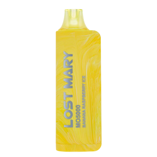 Lost Mary MO5000 in Banana Raspberry Ice flavor – a smooth and creamy banana mix with tart raspberry and a cool icy touch