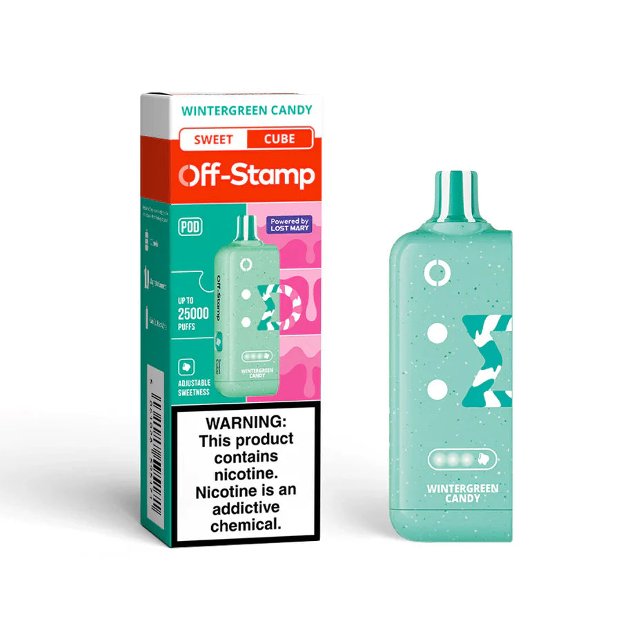 Off-Stamp X-Cube Replacement Pod 25K Wintergreen Candy with adjustable sweetness and minty wintergreen candy flavor