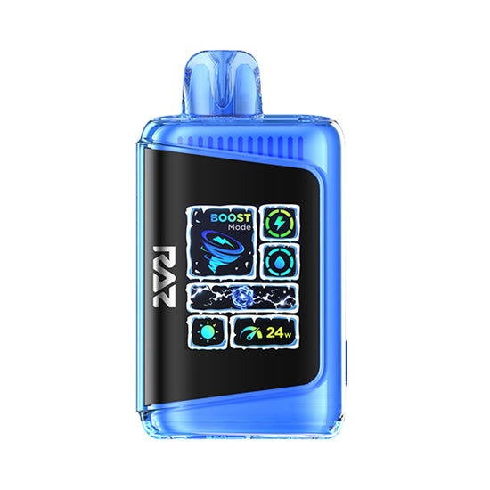 Raz LTX 25K Frozen Juicy Strawberry vape delivering a blast of sweet strawberries with a frosty exhale