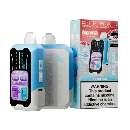 Rifbar MixPro 40K Blue Razz Ice disposable vape with sweet blue raspberry and frosty chill