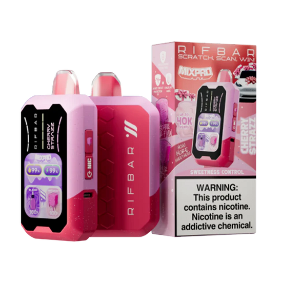 Rifbar MixPro 40K Cherry Strazz disposable vape with tangy cherry and strawberry blend and smooth twist