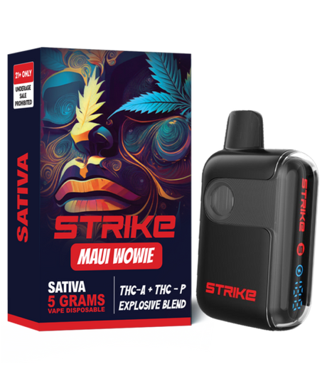 Strike THC-A Maui Wowie Explosive Blend 5G Sativa with tropical pineapple flavor and uplifting island-style energy